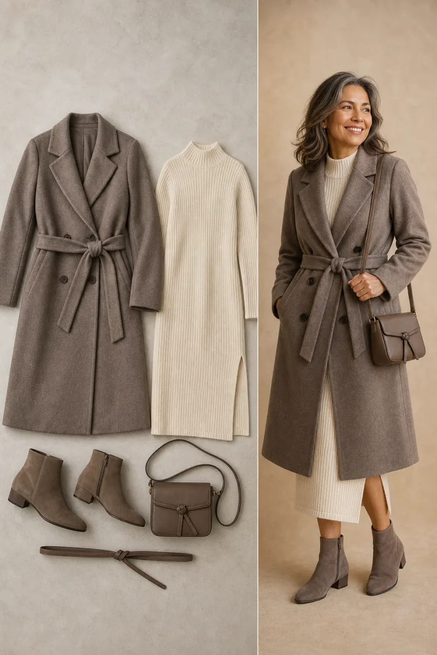 Streamlined Belted Knit Column
