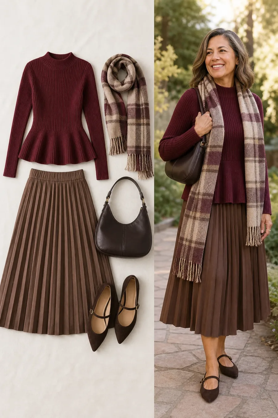 Feminine Peplum and Pleated Midi