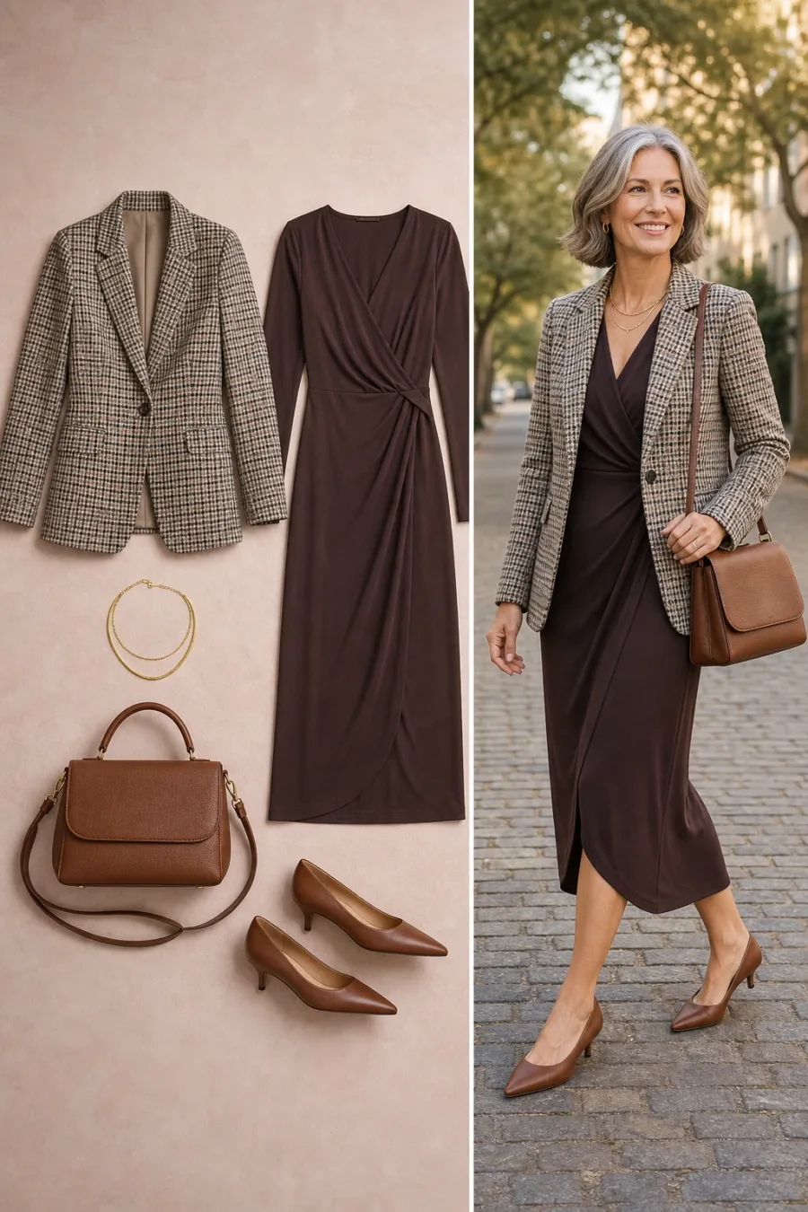 Tailored Plaid and Wrap Midi