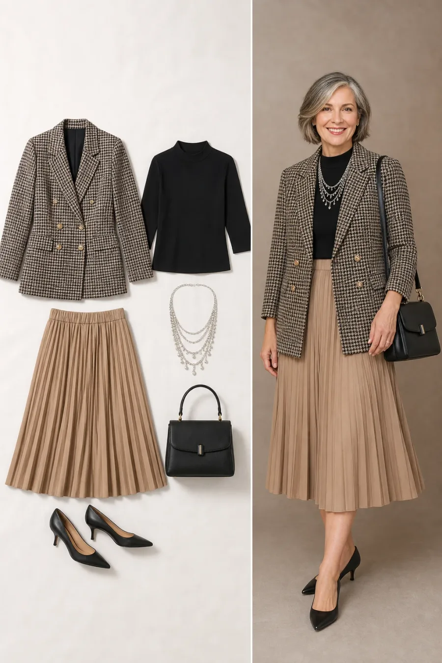 Structured Houndstooth and Pleats