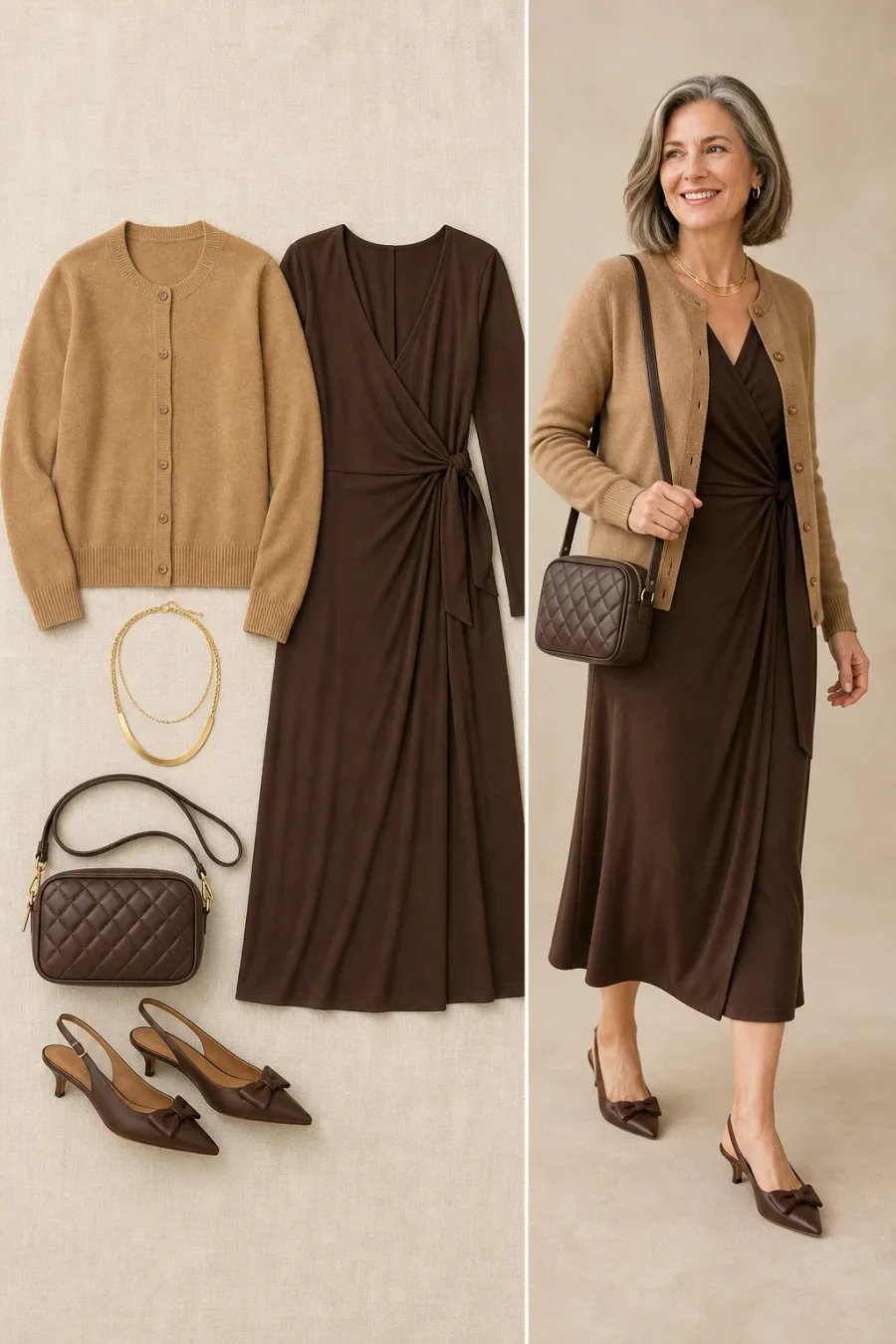 Camel Cashmere and Jersey Wrap