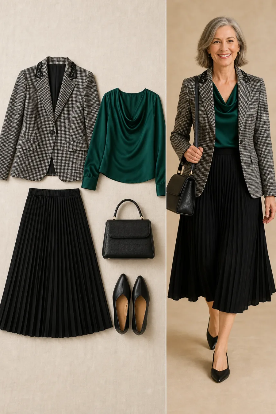 Cowl Satin and Pleated Swing