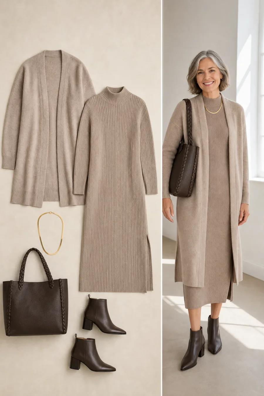 Cashmere Layered Knit Midi