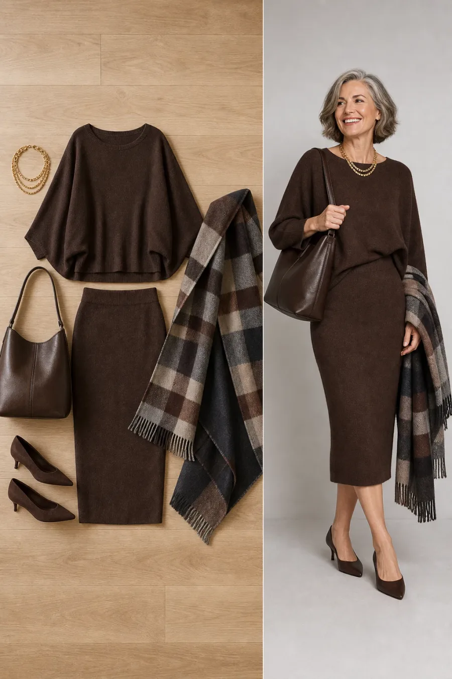Monochrome Knit Set Elegance